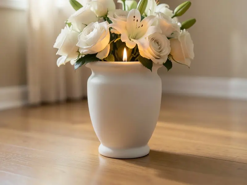 Feuerbestattung — Kerzen und Blumen
